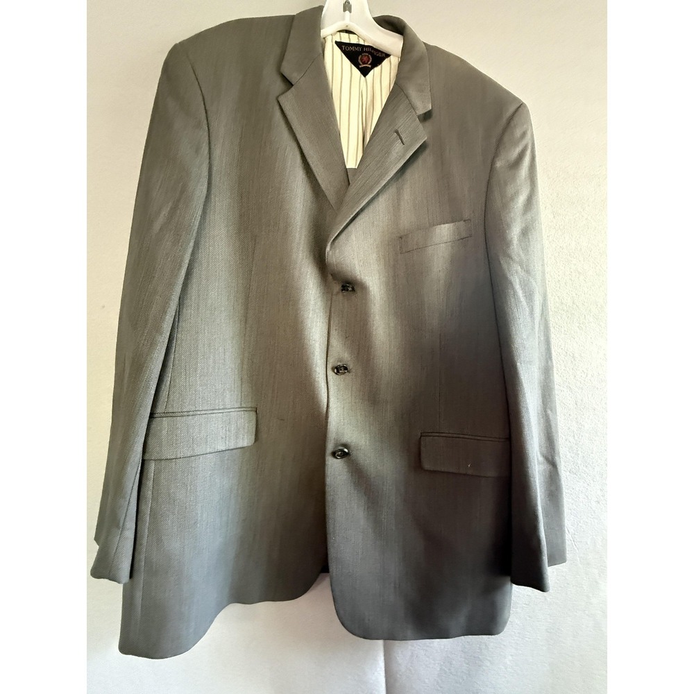 Tommy Hilfiger Suit Jacket Mens 46L Gray Pure New Wool Dillard's Formal FLAW